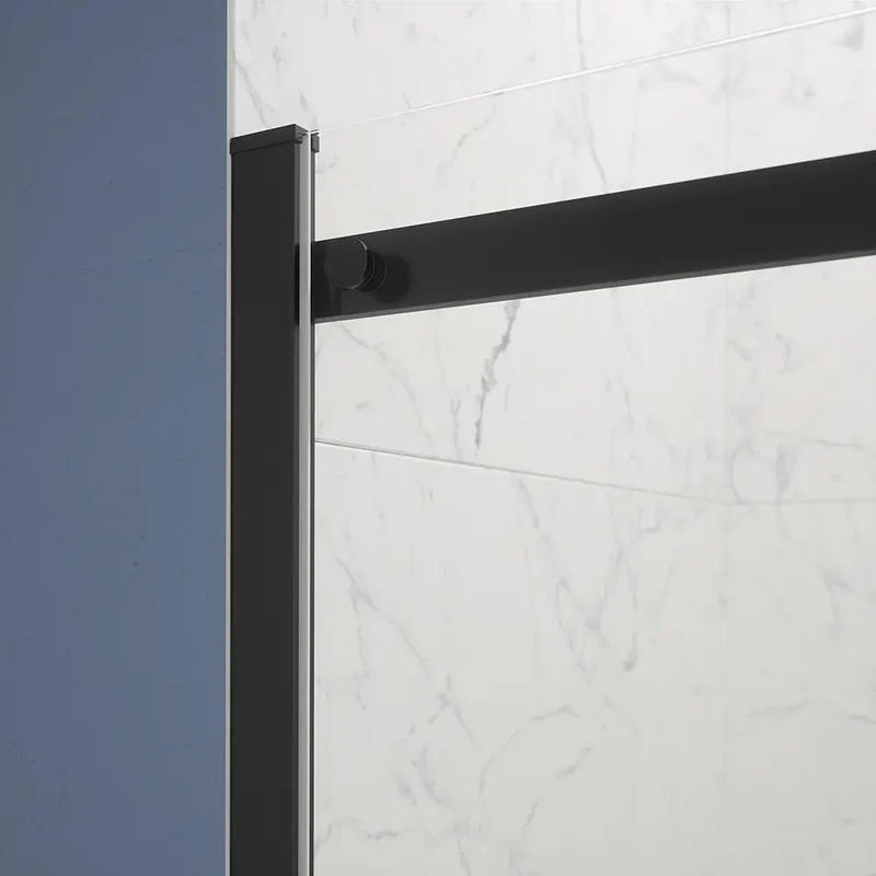 Porta doccia 110cm apertura scorrevole profili nero opaco vetro 8mm trasparente h195 | Creta