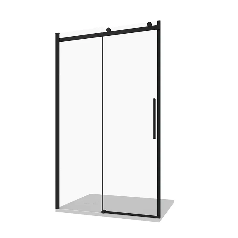 Porta doccia 110cm apertura scorrevole profili nero opaco vetro 8mm trasparente h195 | Creta