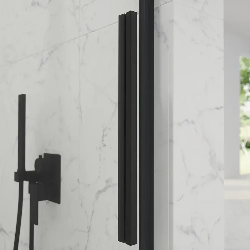Porta doccia 110cm apertura scorrevole profili nero opaco vetro 8mm trasparente h195 | Creta