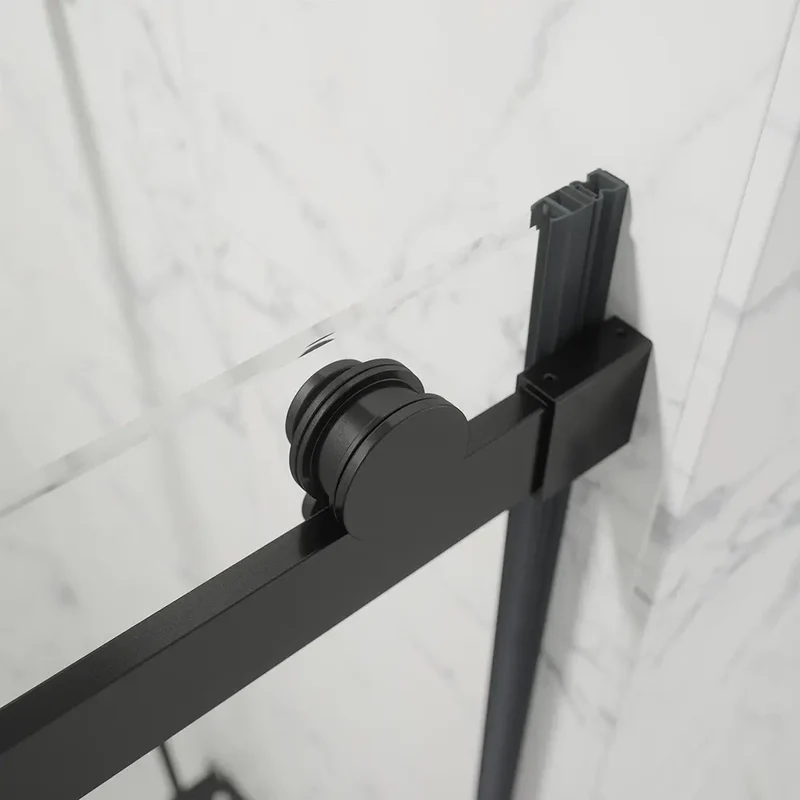 Porta doccia 110cm apertura scorrevole profili nero opaco vetro 8mm trasparente h195 | Creta