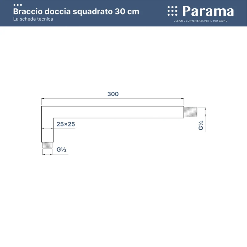 Set doccia completo squadrato cromo - Miscelatore, braccio a gomito, soffione 20x20cm e doccino