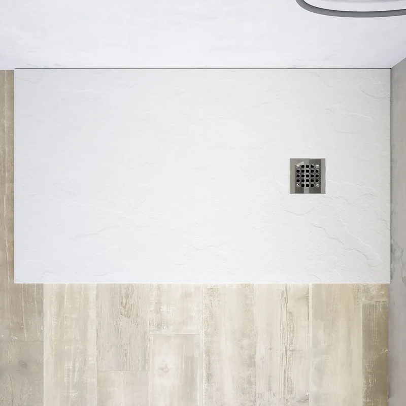 Piatto doccia rettangolare 80x90 cm in marmoresina bianco effetto pietra h3 cm | Milos