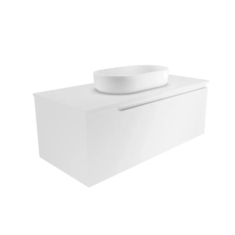 Mobile bagno sospeso 70 cm un cassetto bianco opaco con top | Ardenne
