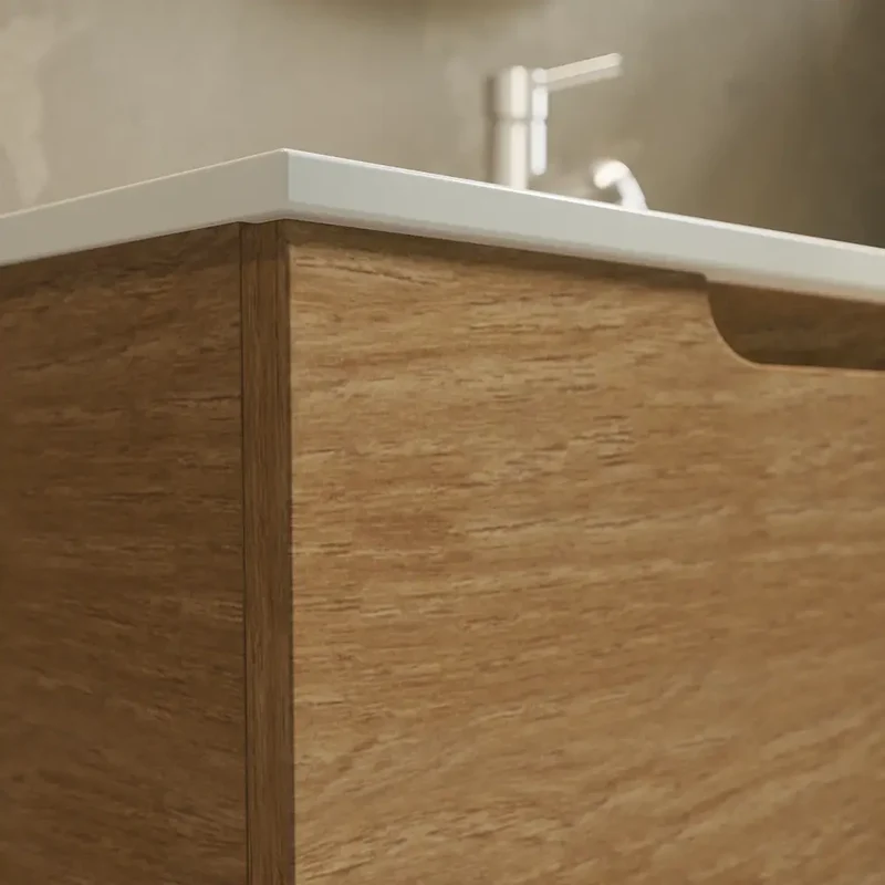 Mobile bagno sospeso 60 cm un cassetto rovere chiaro con lavabo | Moor