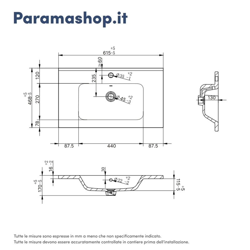 Mobile bagno sospeso 60 cm un cassetto rovere chiaro con lavabo | Moor