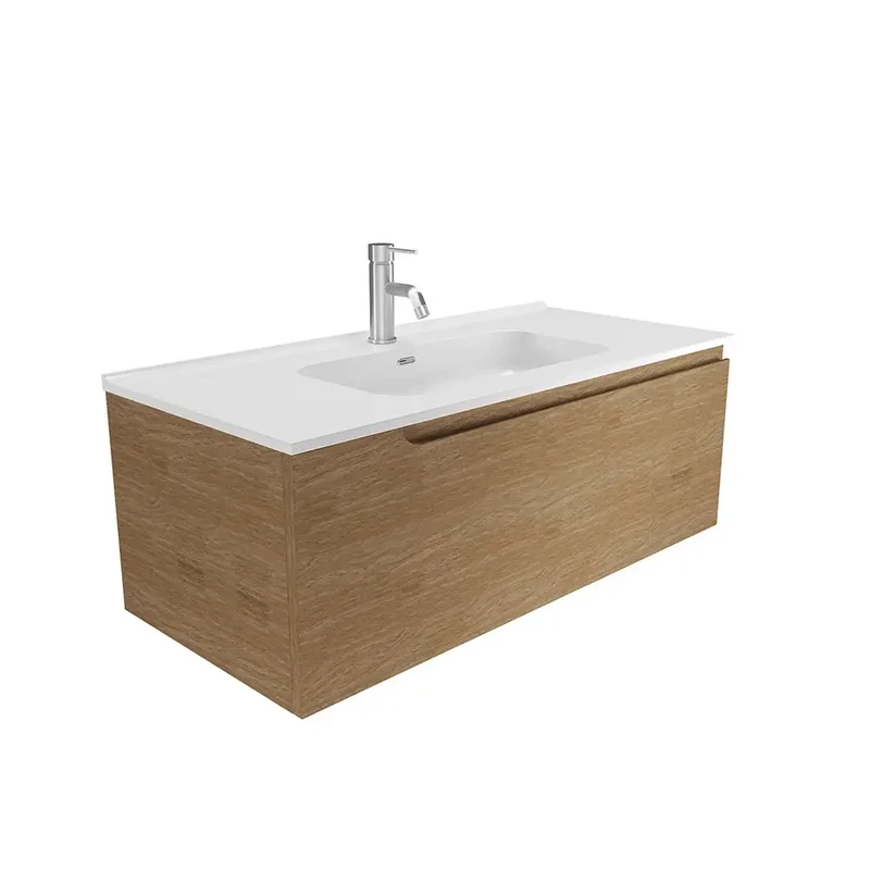 Mobile bagno sospeso 60 cm un cassetto rovere chiaro con lavabo | Moor