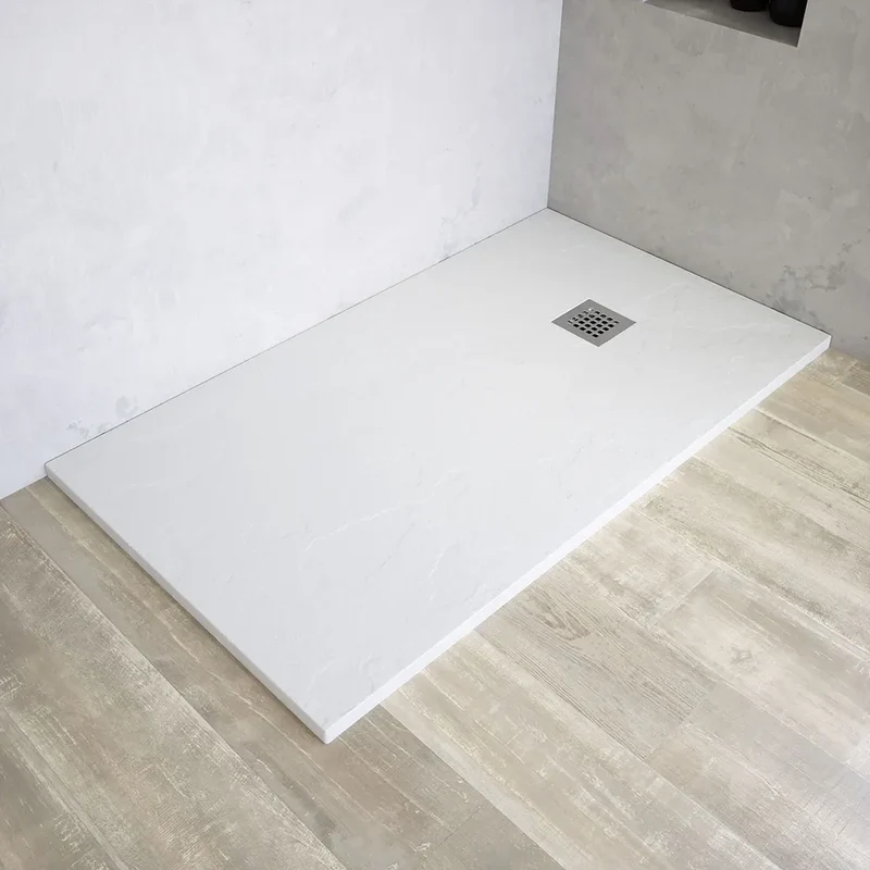 Piatto doccia rettangolare 70x100 cm in marmoresina bianco effetto pietra h3 cm | Milos