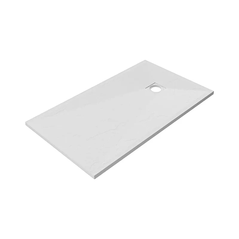 Piatto doccia rettangolare 70x100 cm in marmoresina bianco effetto pietra h3 cm | Milos