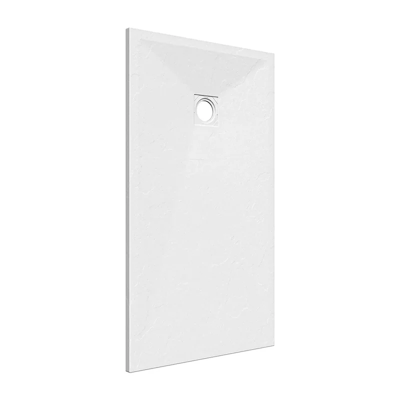 Piatto doccia rettangolare 70x100 cm in marmoresina bianco effetto pietra h3 cm | Milos