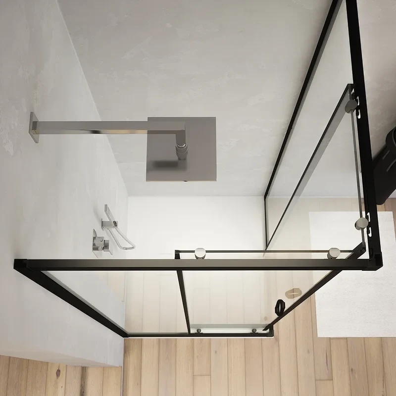 Box doccia angolare 80x80 cm trasparente 4 mm profili neri | Willis