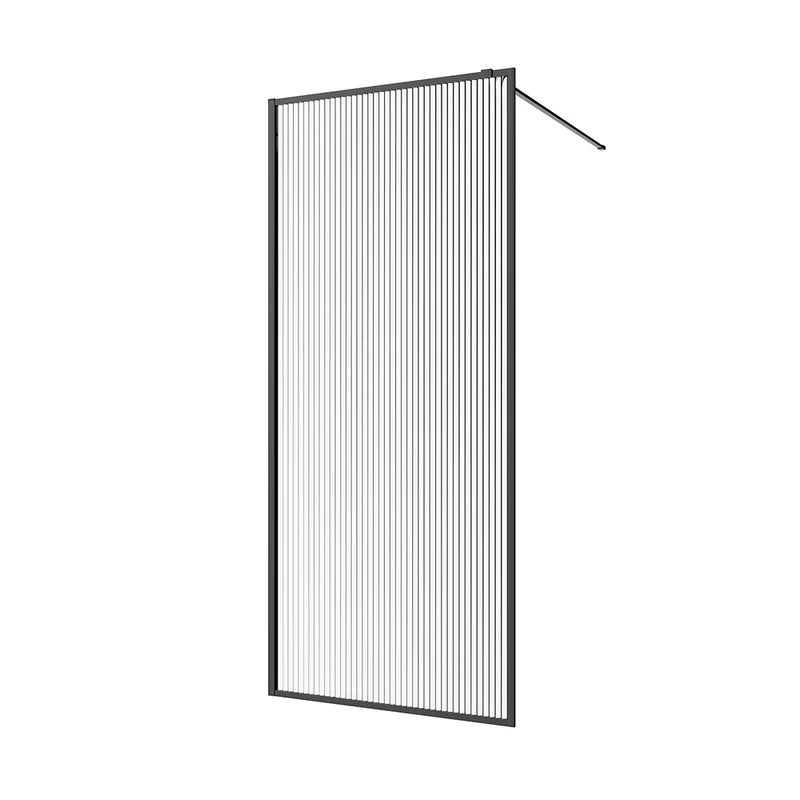 Doccia walk-in full frame 90 cm vetro cannettato profili neri | Rodi