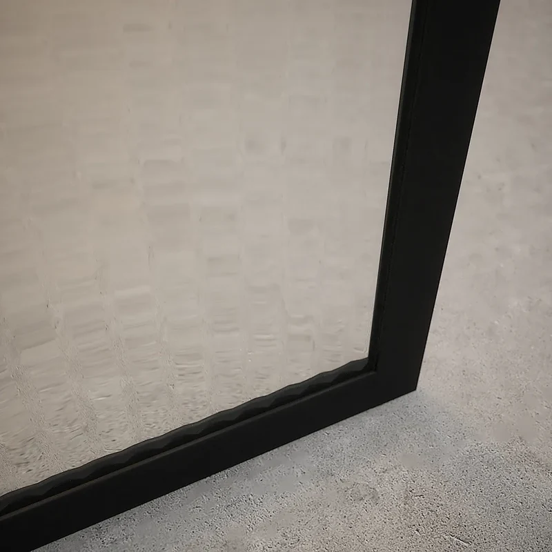 Doccia walk-in full frame 90 cm vetro cannettato profili neri | Rodi