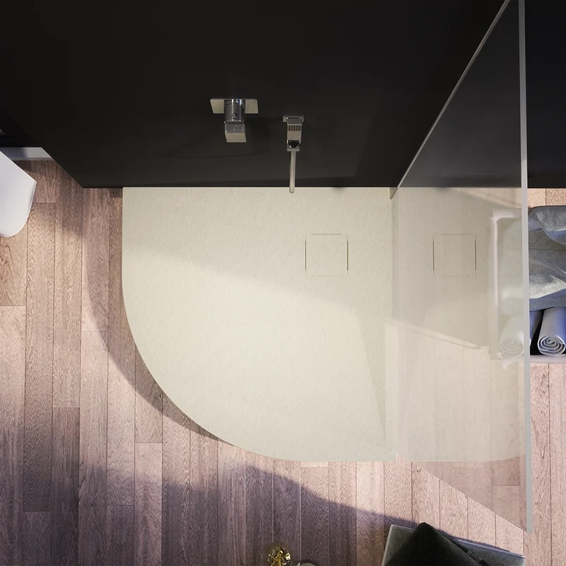 Piatto doccia 80x80 cm semicircolare colore avorio effetto pietra | Samos