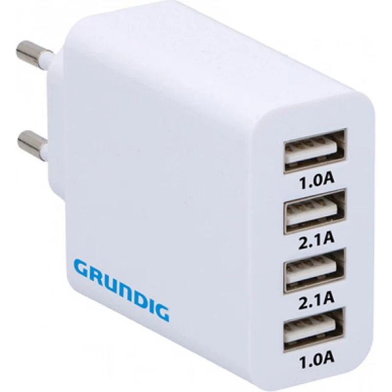 Caricatore USB 4 Porte Caricabatterie Smartphone 230 V Alimentatore Multiplo