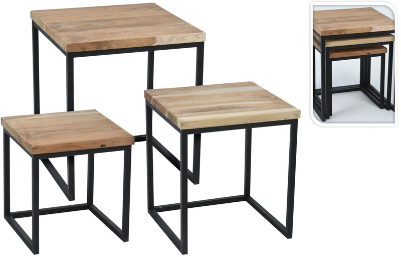 Sgabello Teak E Metallo Small