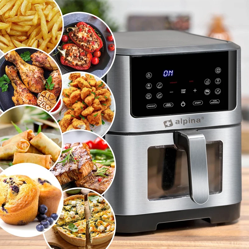 Friggitrice ad Aria Calda XXL 8L 1800W Display Timer e Regolazione Temperatura