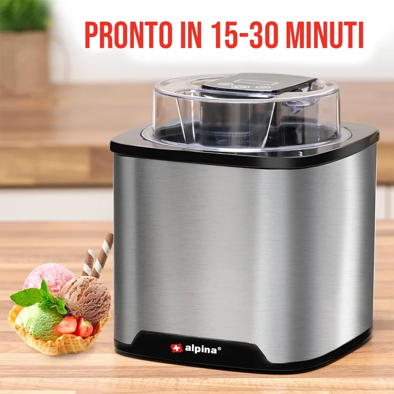 Macchina per il Gelato Gelatiera 2L 12 W in Acciaio Inox per Yougurt, Sorbetto