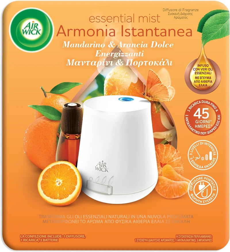 Airwick Armonia Istantanea 1 Diffusore di Oli Essenziali + 1 Ricarica Arancia