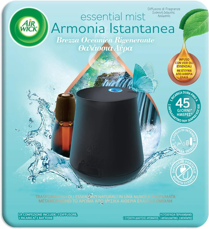 Airwick Armonia Istantanea 1 Diffusore di Oli Essenziali + 1 Ricarica Brezza Ocean