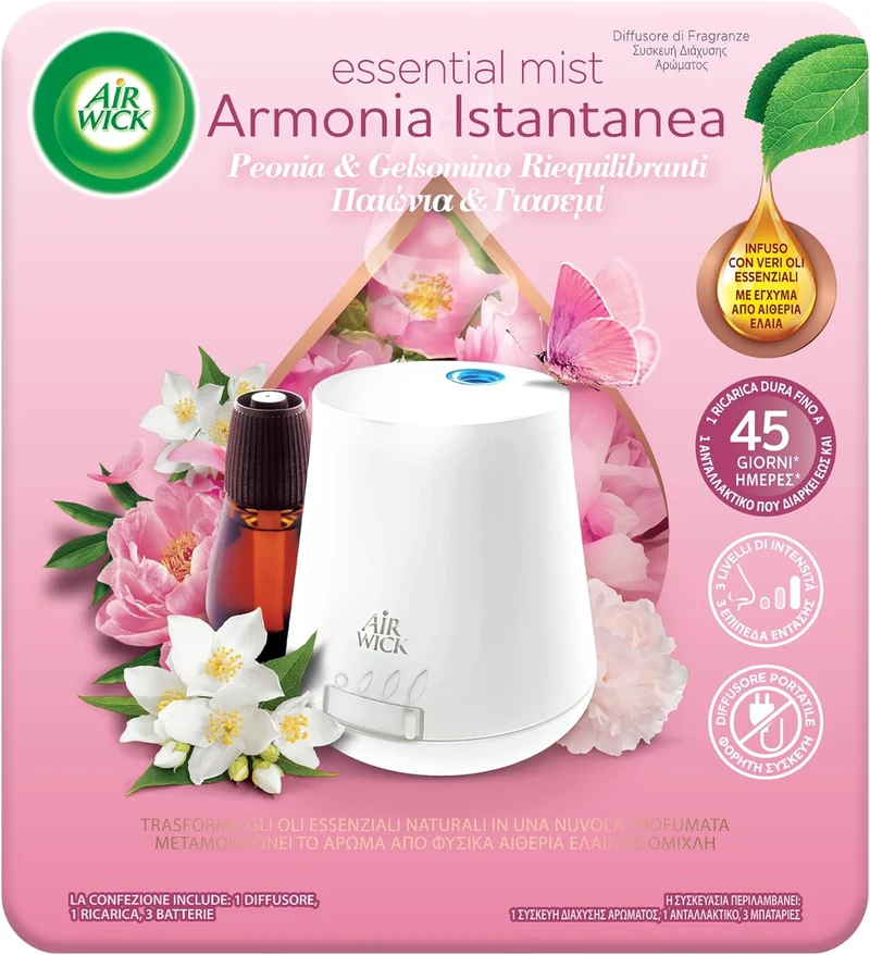 Airwick Armonia Istantanea 1 Diffusore di Oli Essenziali + 1 Ricarica Peonia