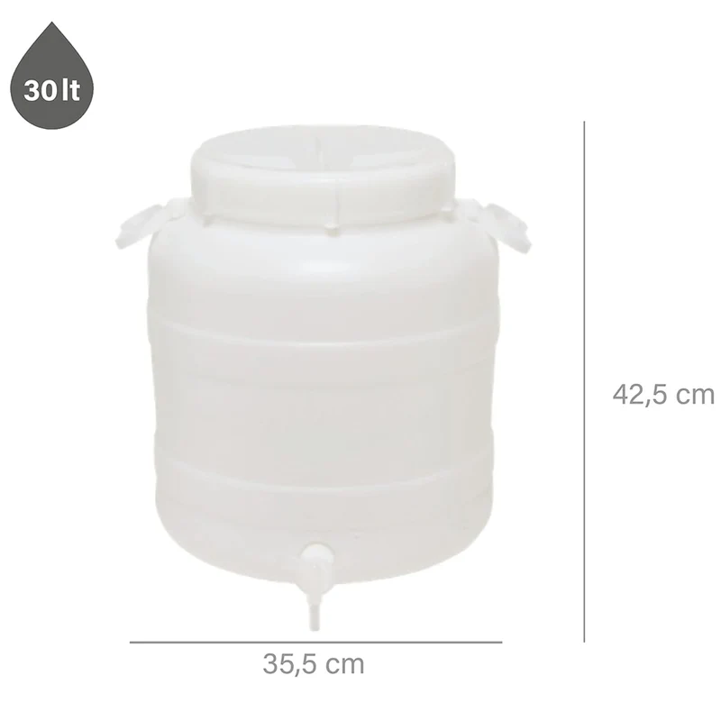 Fusto Tanica 30 Litri Bocca Larga Con Predisposizione Rubinetto Neutro Ecoplast