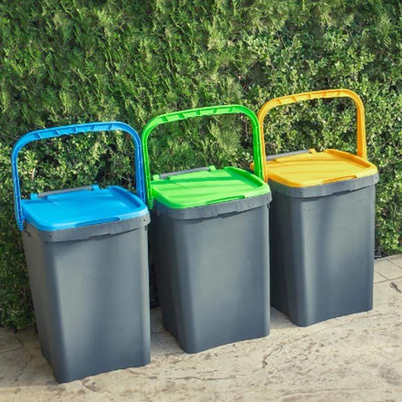 Set 3 Pattumiere Raccolta Differenziata Bidone Pattumiera Spazzatura 20 Litri
