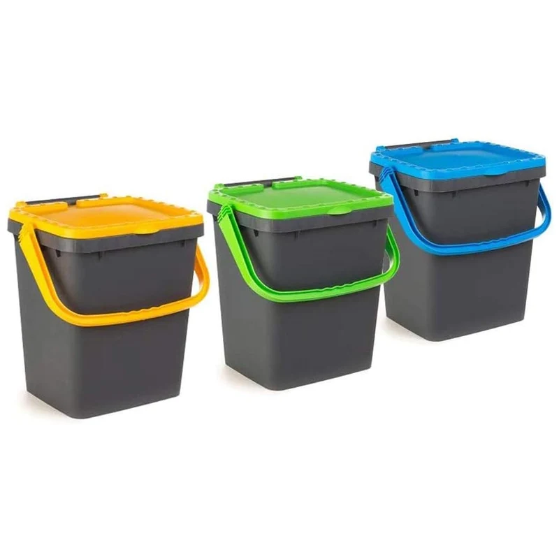 Set 3 Pattumiere Raccolta Differenziata Bidone Pattumiera Spazzatura 20 Litri