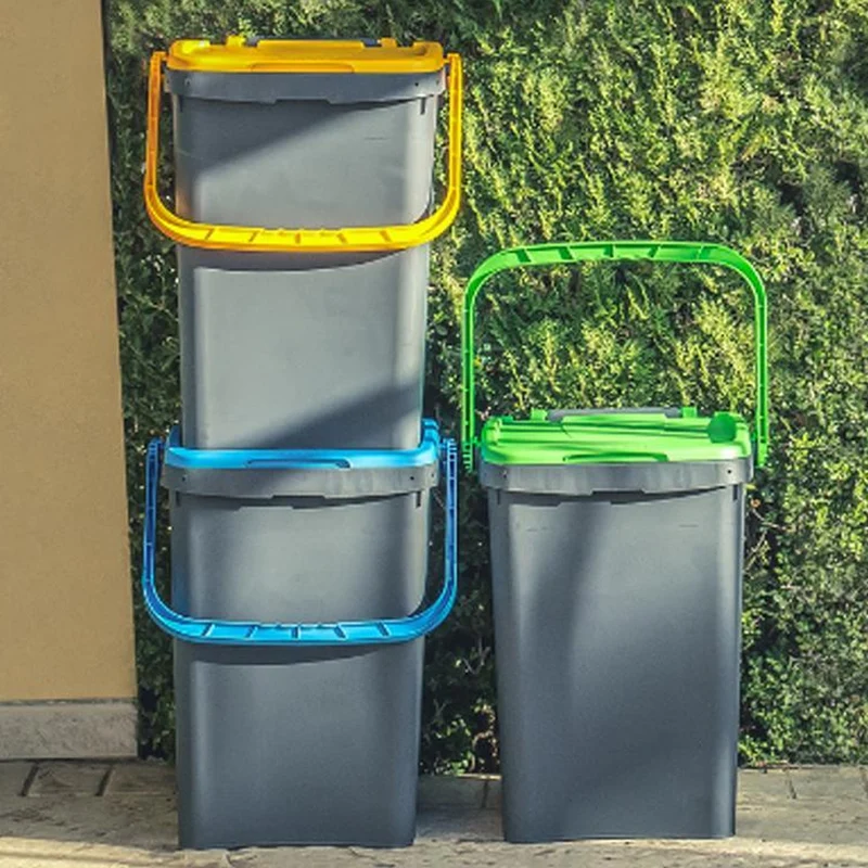 Set 3 Pattumiere Raccolta Differenziata Bidone Pattumiera Spazzatura 20 Litri