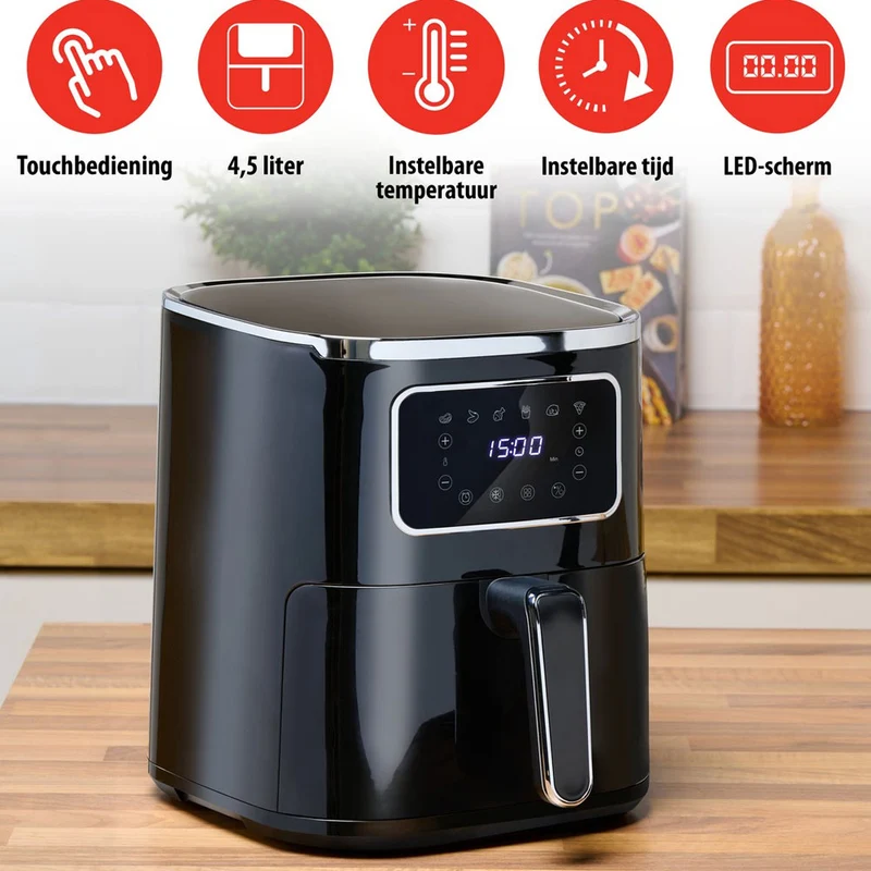 Friggitrice ad Aria 4,5 Litri Display Digitale 1450W Temperatura fino a 200°C