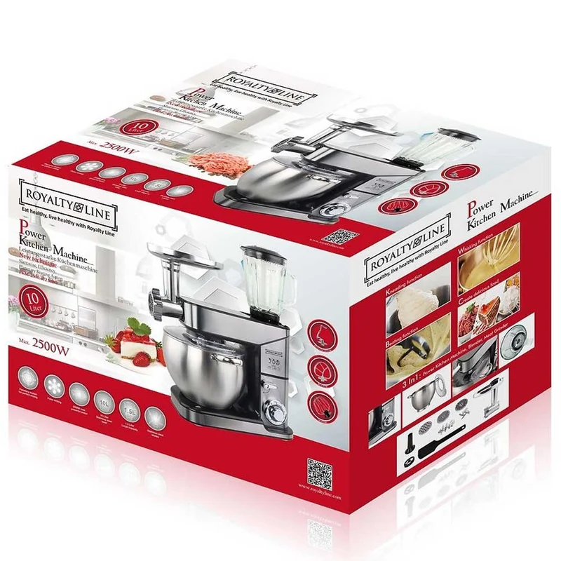 Impastatrice Planetaria con Ciotola in Acciaio Inox 10 LT Robot da Cucina 3in1