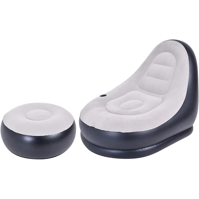 Poltrona Gonfiabile Lounge Con Pouf Poggiapiedi Casa Giardino Esterno 125x100x85