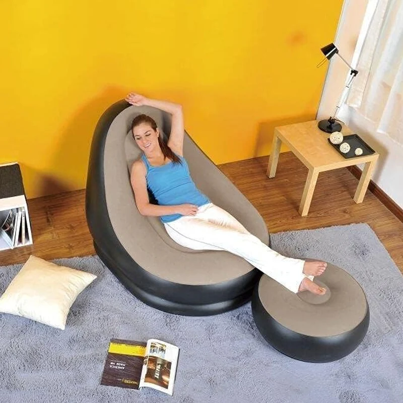 Poltrona Gonfiabile Lounge Con Pouf Poggiapiedi Casa Giardino Esterno 125x100x85