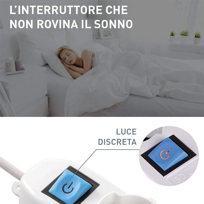 Multipresa Ciabatta Scarpetta Eelettrica Scarpetta 4 Prese Schuko 10/16A Bianco
