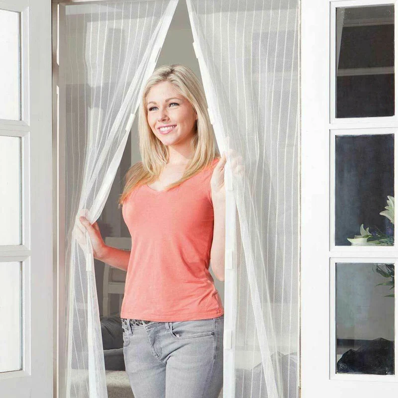 Zanzariera Magnetica 120x240 cm Bianca Universale 18 Magneti Tenda Magic Mesh