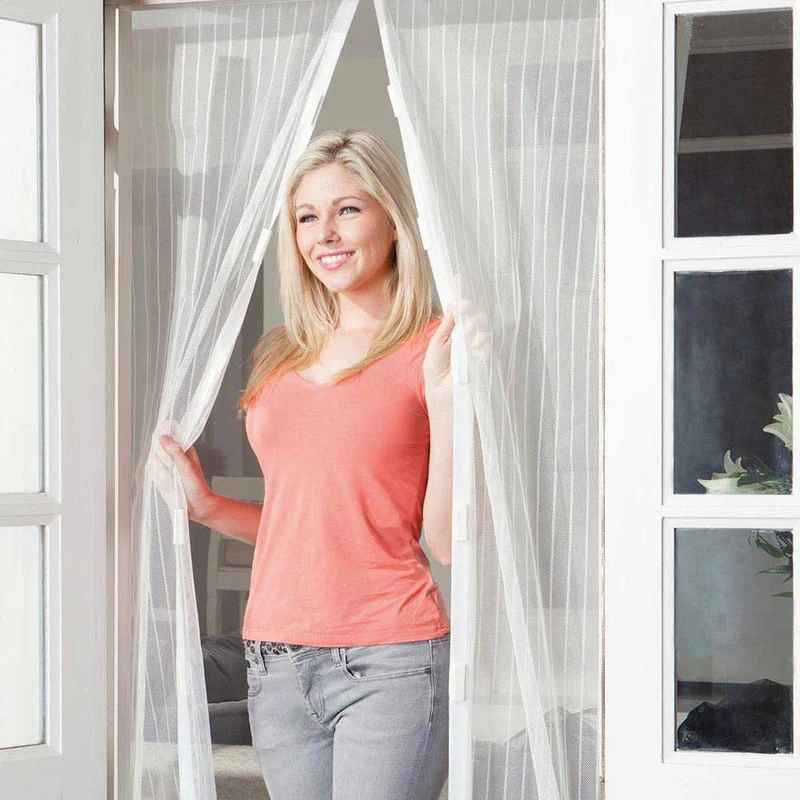 Zanzariera Magnetica 120x240 cm Bianca Universale 18 Magneti Tenda Magic Mesh
