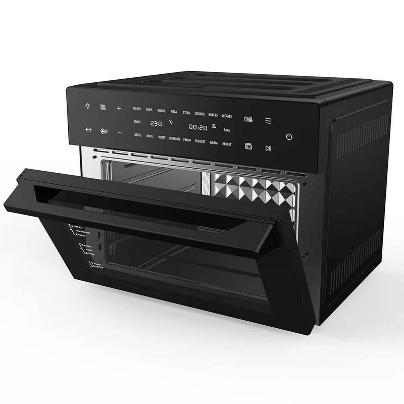 Forno Friggitrice Ad Aria Calda 30Lt Digitale 1800W Frigge Cuoce Senza Olio Nero