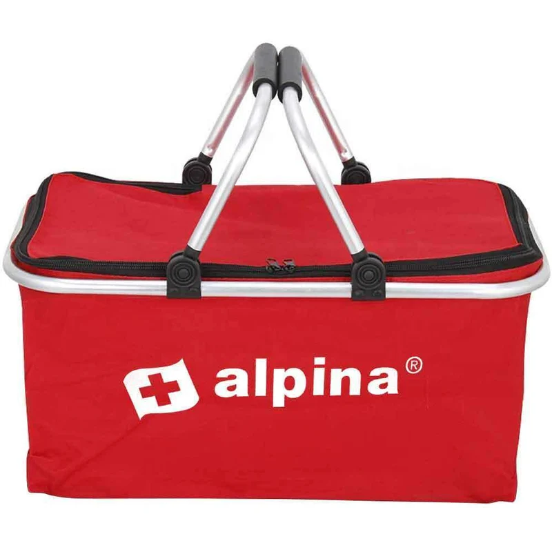 Borsa Termica Frigo 25Lt Pieghevole Manici Metallo Tessuto Rosso 48x28x24 Mare