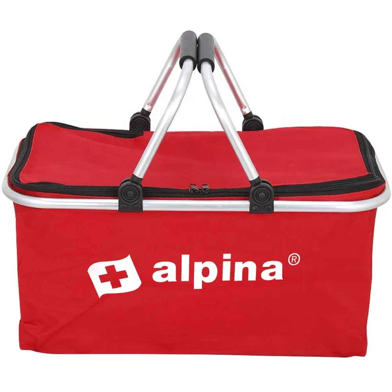 Borsa Termica Frigo 25Lt Pieghevole Manici Metallo Tessuto Rosso 48x28x24 Mare