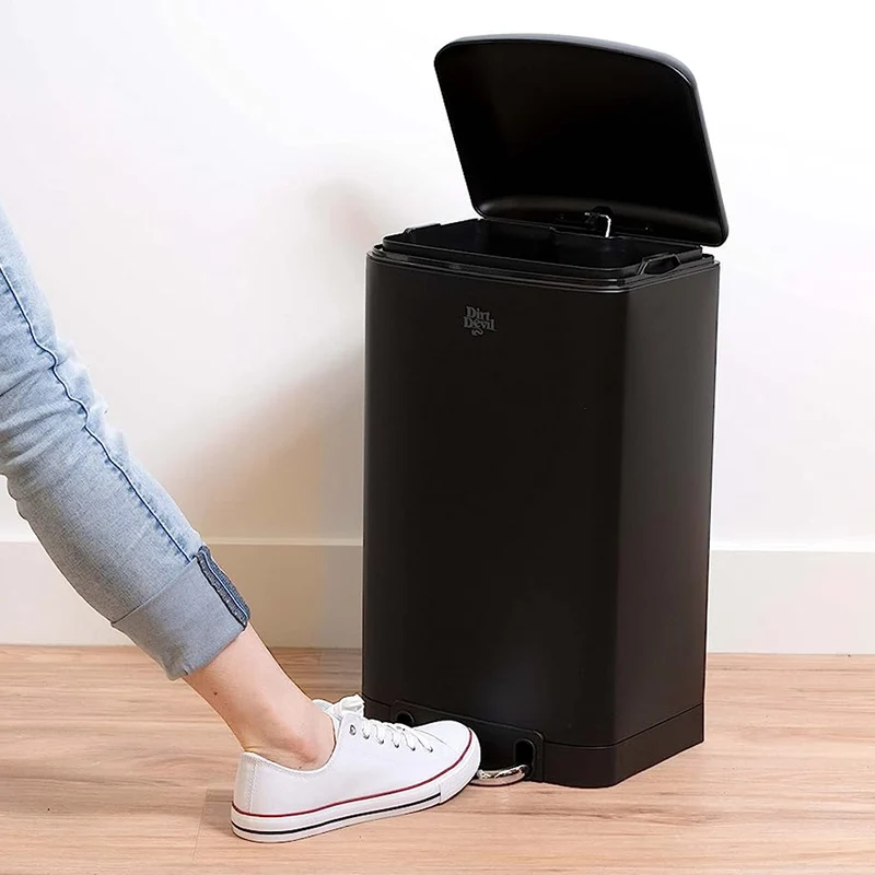 Pattumiera a Pedale Nero Acciaio Inox 20L Cesto Rimovibile Chiusura Ammortizzata