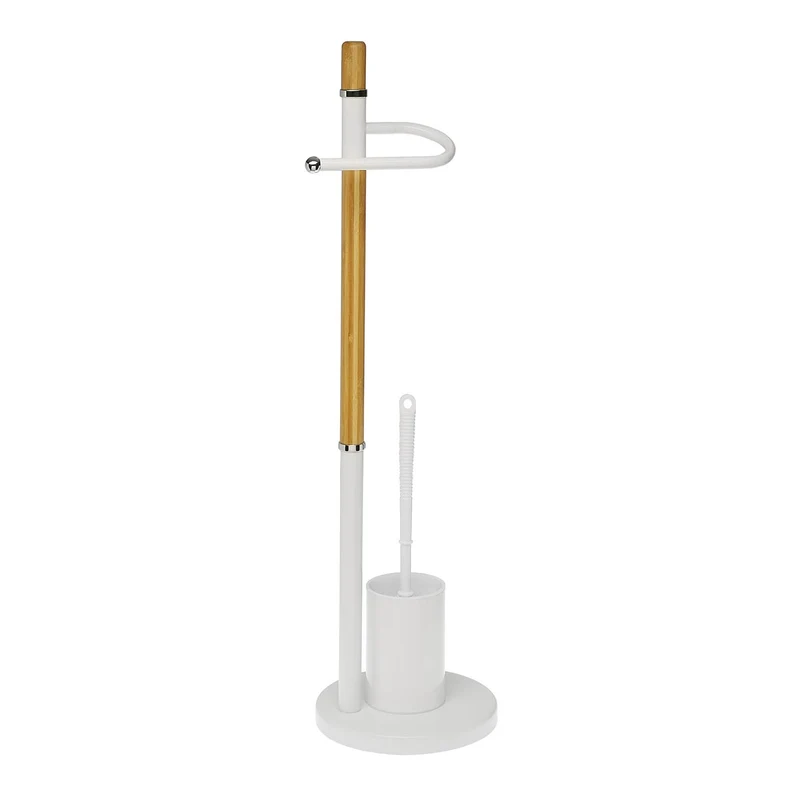 Scopino E Portarotolo Bianco Legno