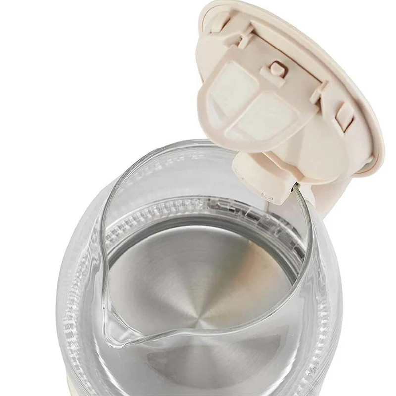 Bollitore Elettrico Caraffa in Vetro 1 Litro 1100W Acqua Calda Cordless Beige