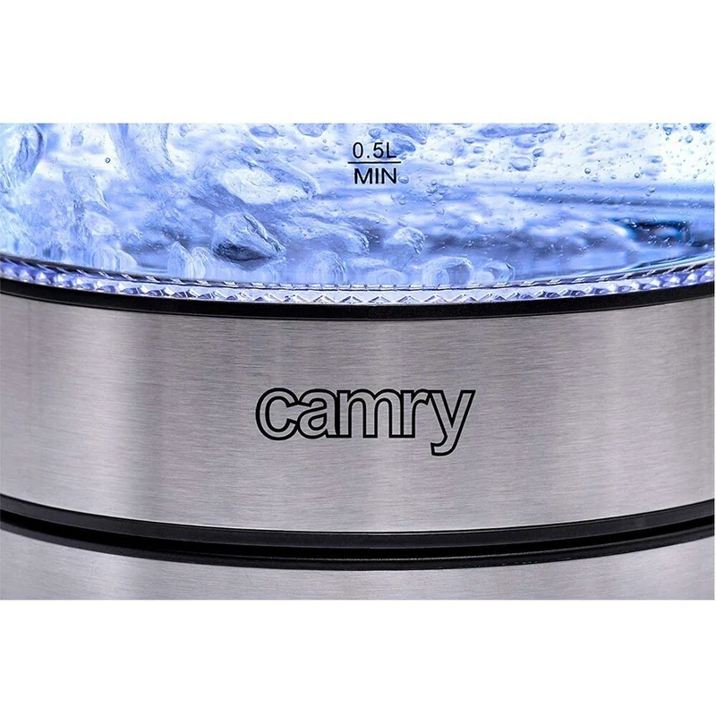 Bollitore Elettrico in Vetro 1,7Lt 2000W Acqua Calda Cordless con Luce LED Blu