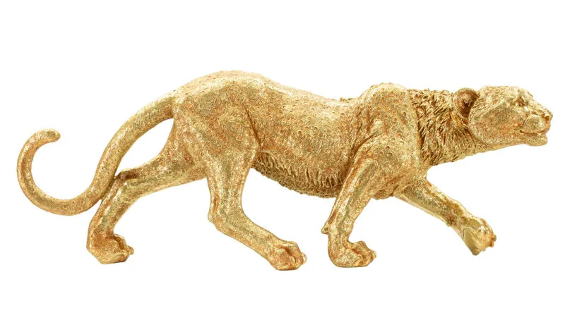 Decorazione Leopardo Shant 89x21x33 cm in Resina Oro