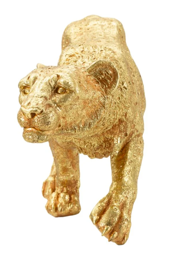 Decorazione Leopardo Shant 89x21x33 cm in Resina Oro