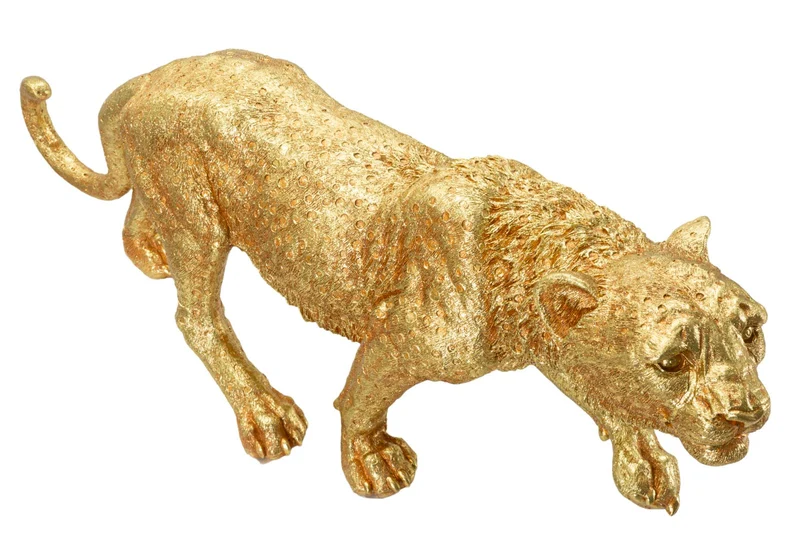 Decorazione Leopardo Shant 89x21x33 cm in Resina Oro
