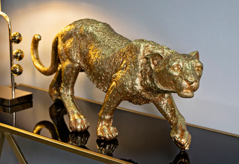 Decorazione Leopardo Shant 89x21x33 cm in Resina Oro
