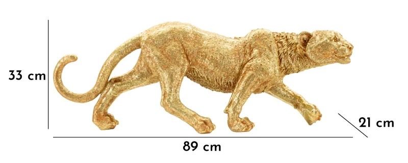 Decorazione Leopardo Shant 89x21x33 cm in Resina Oro