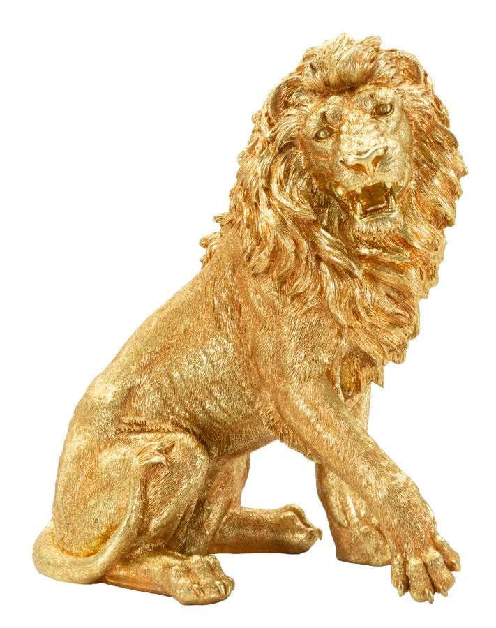 Decorazione Leone Shant 45x29x55 cm in Resina Oro
