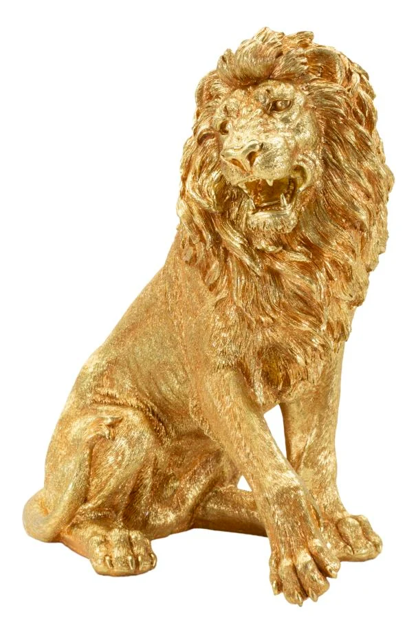Decorazione Leone Shant 45x29x55 cm in Resina Oro