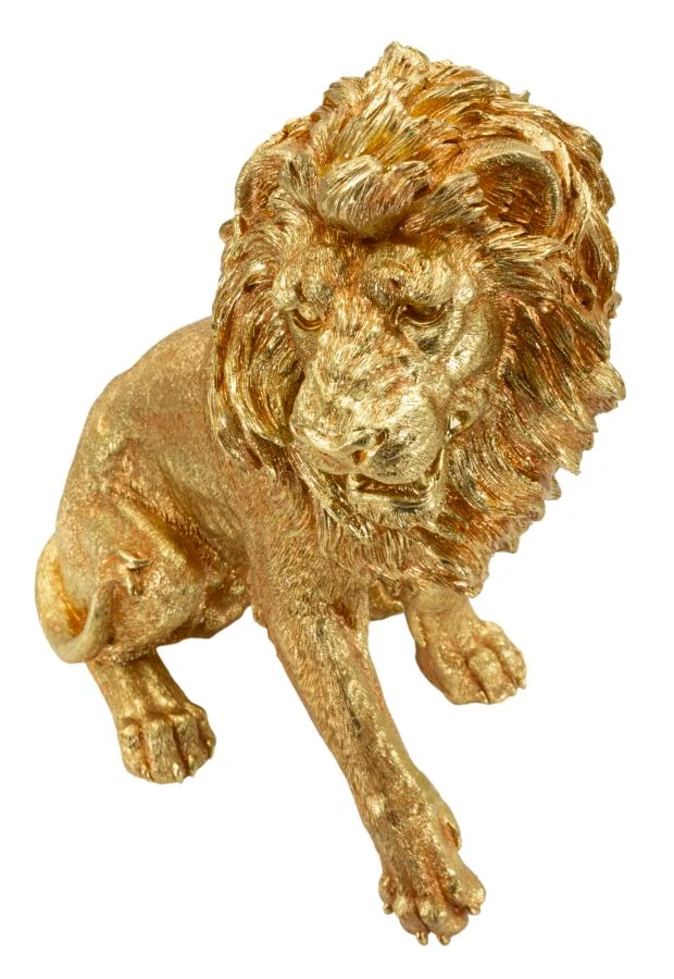 Decorazione Leone Shant 45x29x55 cm in Resina Oro